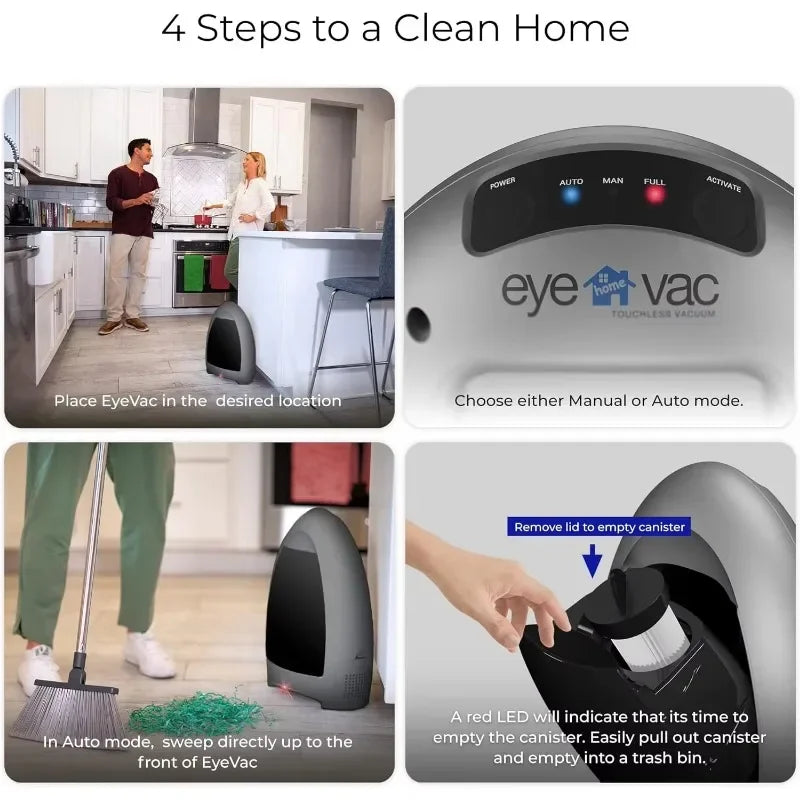 Home Touchless Vacuum Automatic Dustpan
Great for Pet Hair Food Dirt Kitchen,Corded Canister Vacuum
Bagless,1000 W,Silver
