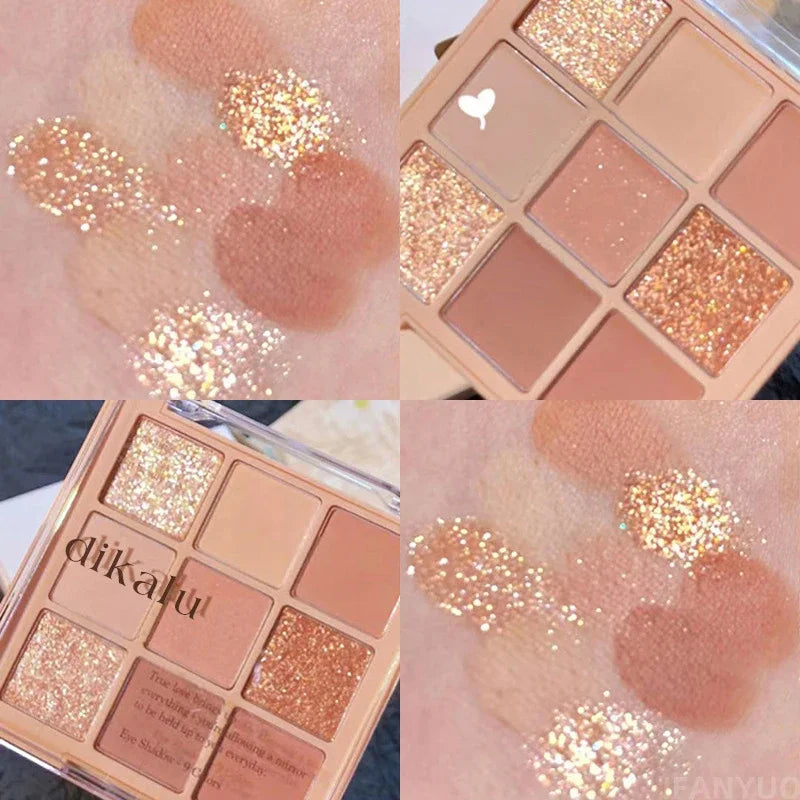 9-Color Eye Shadow Palette Glitter Pearly Eyeshadow Palette Nude