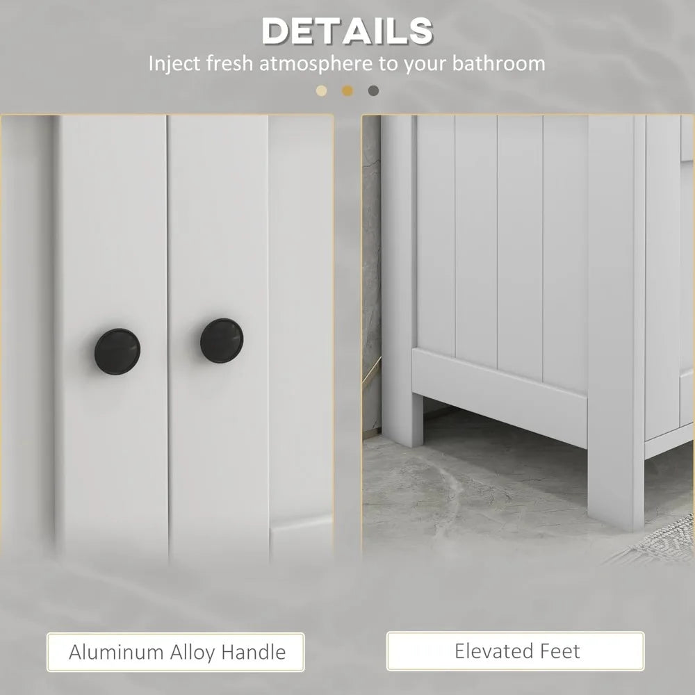 Pedestal Sink Storage Cabinet, Under Sink Cabinet with 2 Doors and Open Shelf