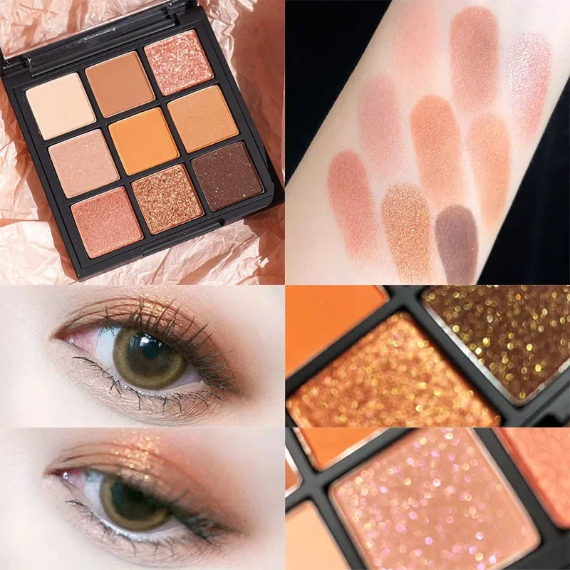 9-Color Eye Shadow Palette Glitter Pearly Eyeshadow Palette Nude