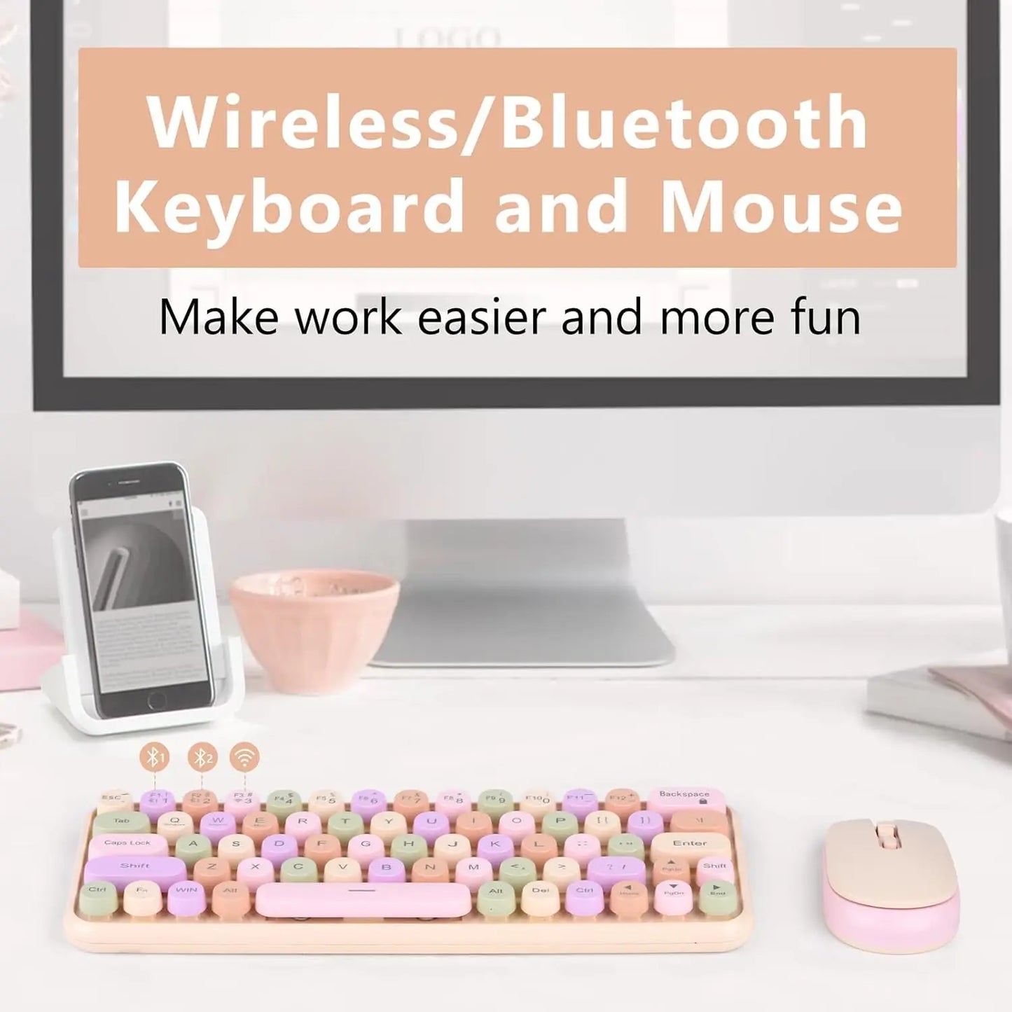 2.4G Wireless Keyboard & Mouse Combo
Portable 60 Small Typewriter Keyboard
Office PC Computer Laptop Desktop Windows