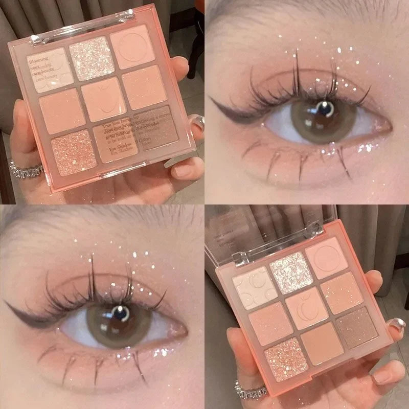 9-Color Eye Shadow Palette Glitter Pearly Eyeshadow Palette Nude