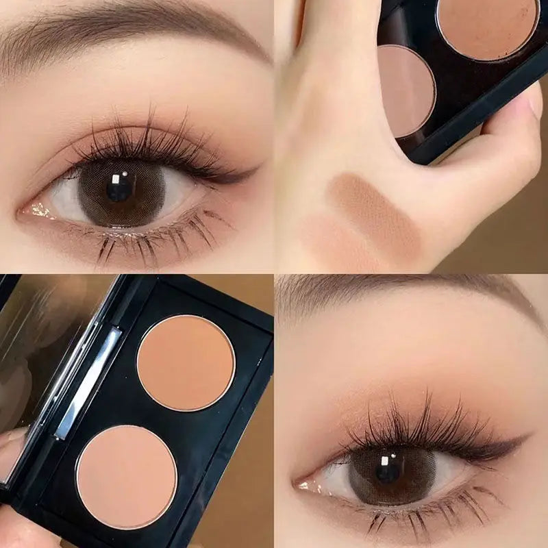 Low Saturation Olive Skin Powder Brown Two-Color Matte Eyeshadow Tray Monochrome