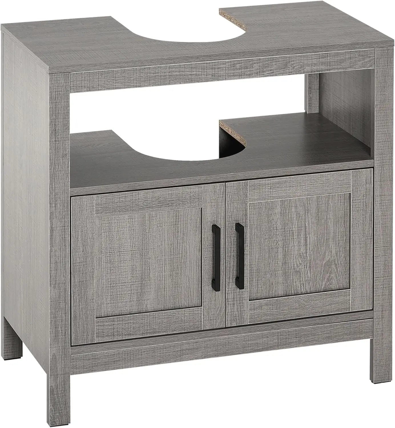 Pedestal Sink Storage Cabinet, Under Sink Cabinet with 2 Doors and Open Shelf