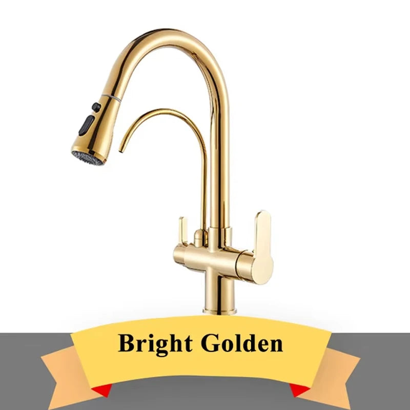 Purify Water Kitchen Faucet Deck Mounted Dual Handle Faucet
Purification Kitchen Sink Faucet 2 Swivel Spout Water Mixer Tap