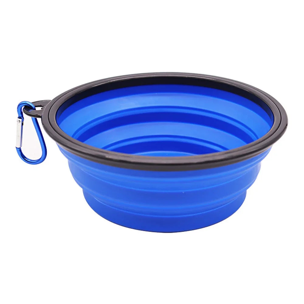 Outdoor Portable Pet Folding Bowl Silicone Dog Feeders with Hanging Hook Cat Dog Bowl Pet Items Dog Food Bowl