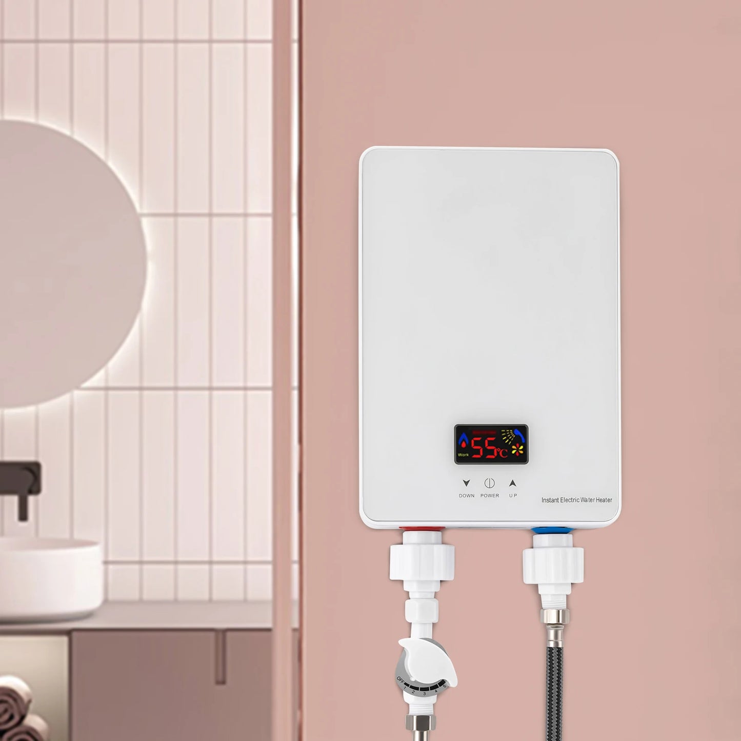 Electric Tankless Water Heater 220V 6000W with Shower Head IPX4