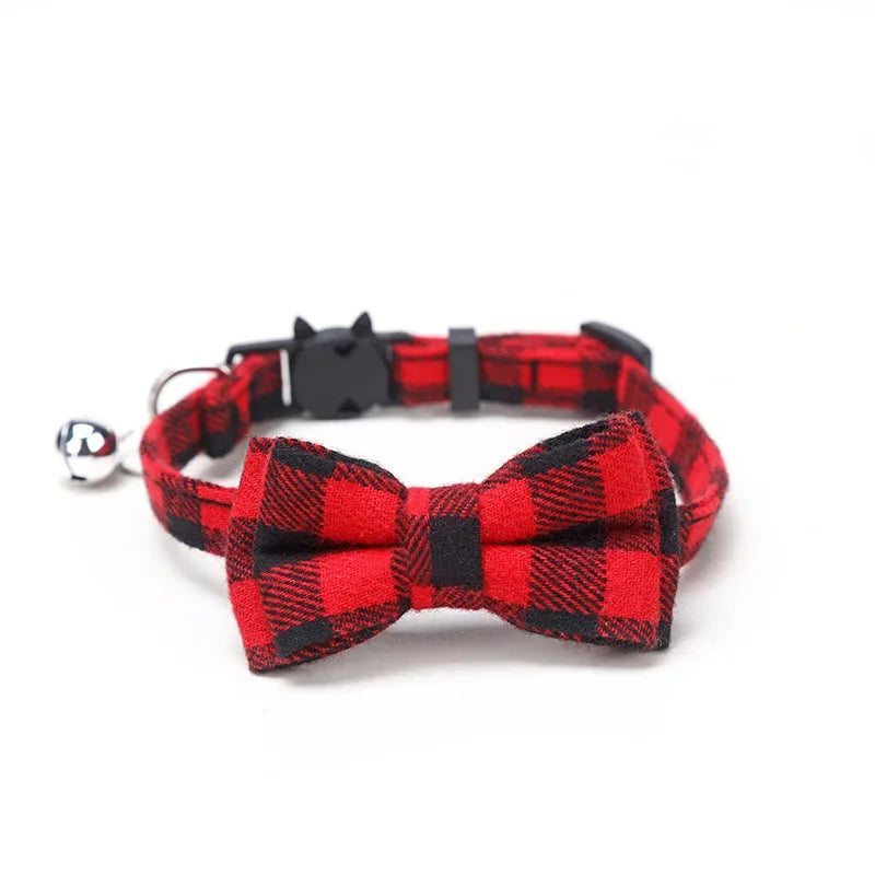 Pet Breakaway Cat Collar Bow Tie and Bell Cute Plaid
Christmas Red Elastic Adjustable Dog Collar With Sash Small Bell For Cats