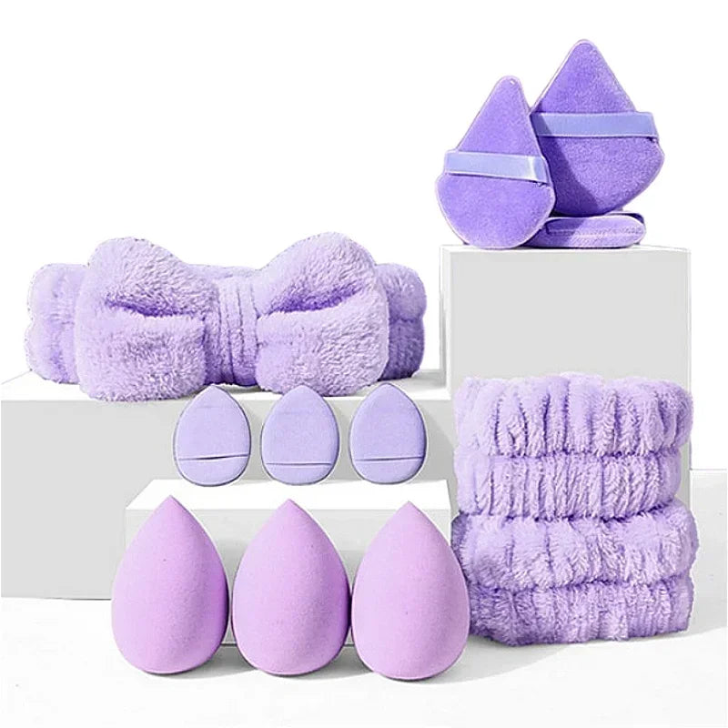 12Pcs Makeup Sponge Egg Foundation Sponges
Cosmetic Powder Puff Spa Headband Wristband Make Up Tools Accessories