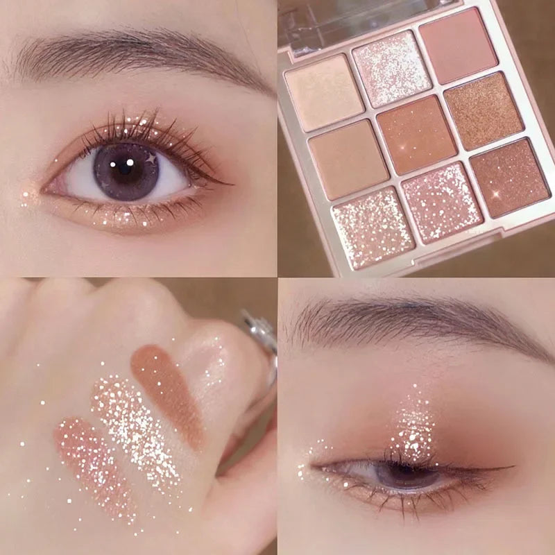 9-Color Eye Shadow Palette Glitter Pearly Eyeshadow Palette Nude