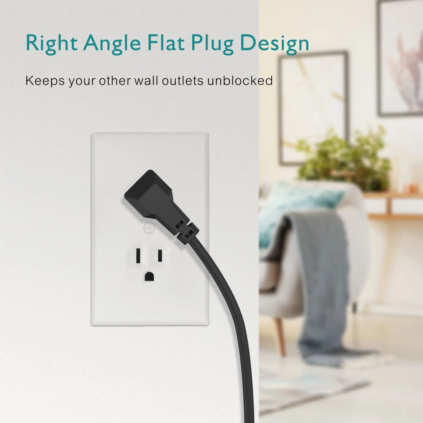 Power Outlet with Surge Protector, 9 sockets 3 USB Ports,
5ft Extension Cord, Quick Charge, For Home and Office,Black