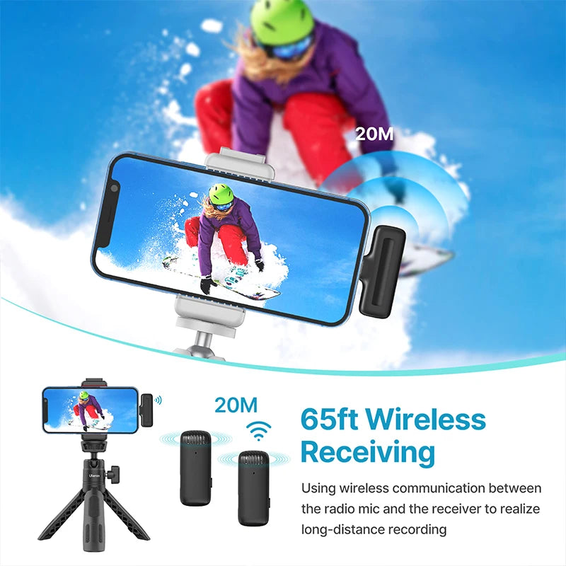 J12 Professional Wireless Lavalier Microphone For iPhone Android PC
Live Broadcast Gaming Audio Video Recording Mini Mic