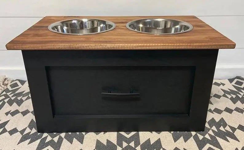 2 Bowl Dog Feeding Station With Drawer -
Raised Dog Bowl Pet Bowls & Feeders Automatic Feeders