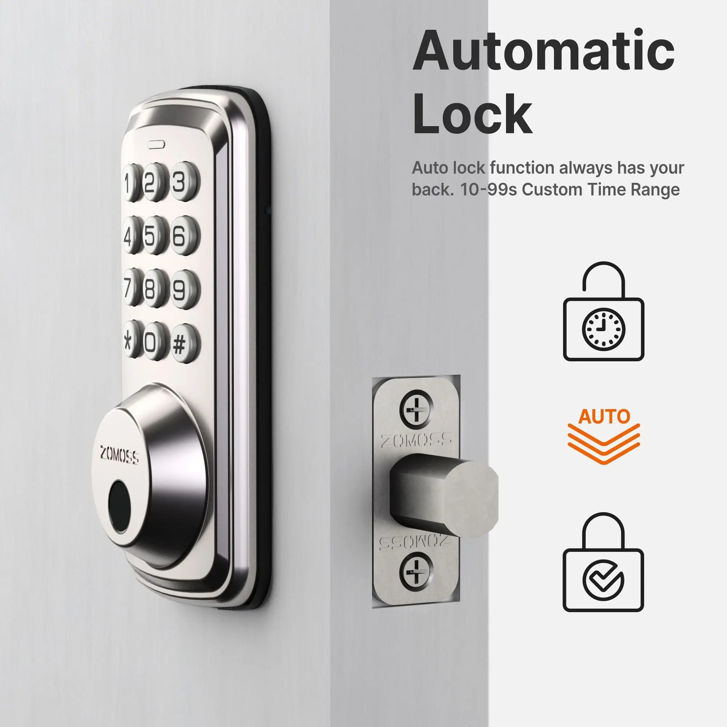 Fingerprint Keyless Entry Door Lock Deadbolt
Two Back-up Keys, 20 Touch Locking And 20 User Codes, No handle