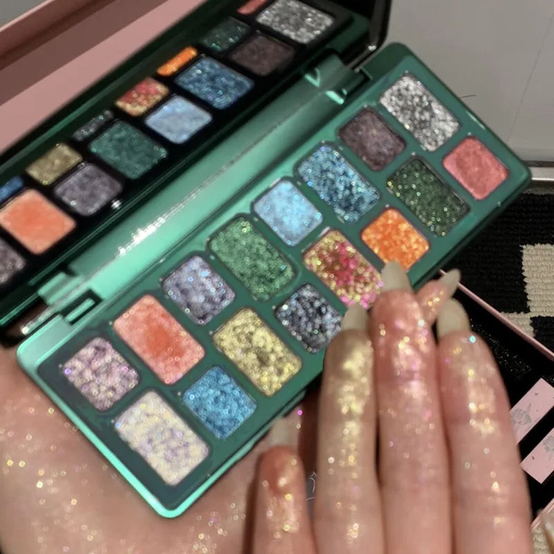16 Color Green Pearl Eyeshadow Makeup Palette Waterproof
Lasting Diamond Glitter Eyeshadow Sparkling Crystal