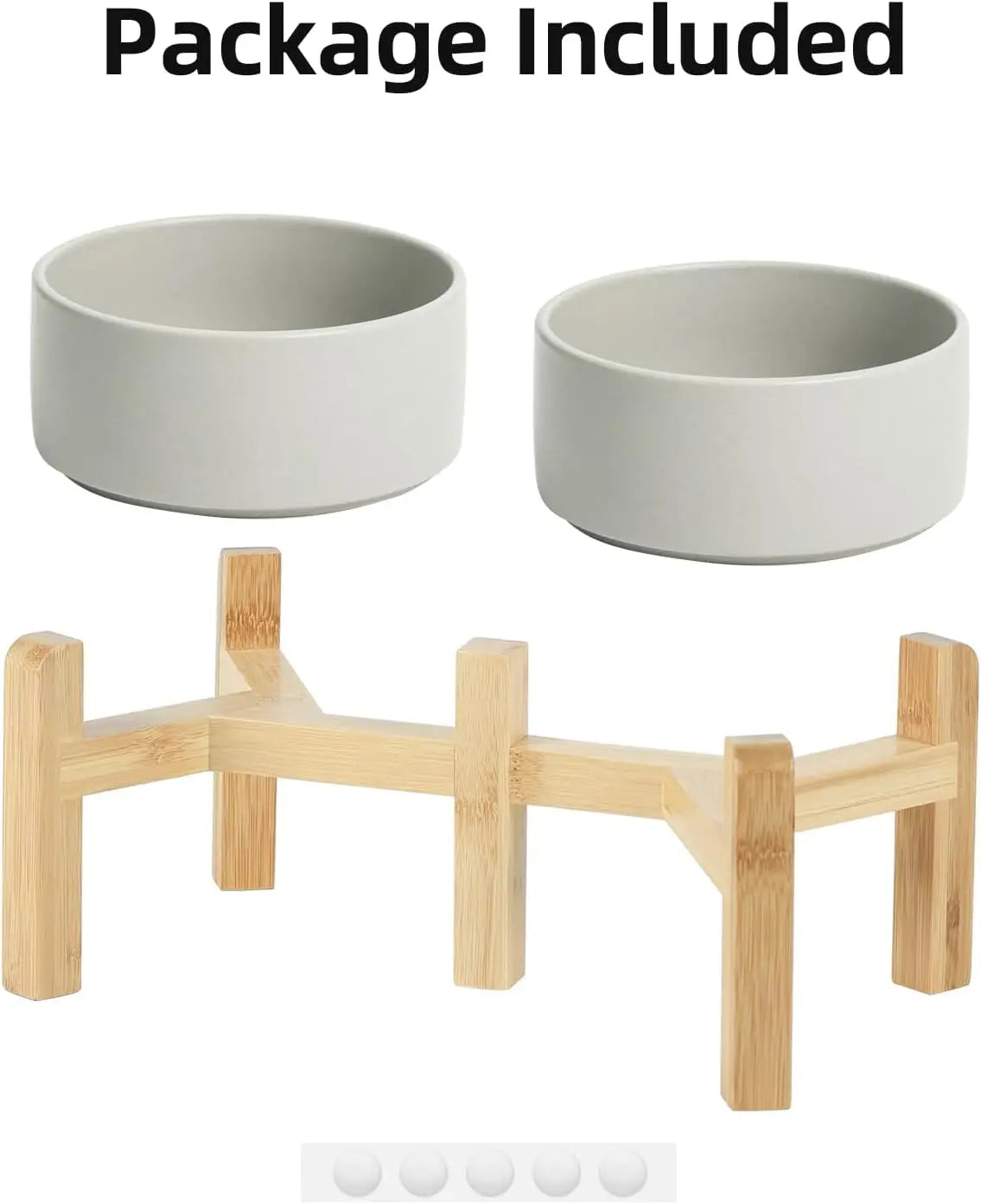 Ceramic Adjustable Raised Double Bowls Set with Stand, 2 Heights Elevated, Food & Water Bowls for Small Breed Dogs
