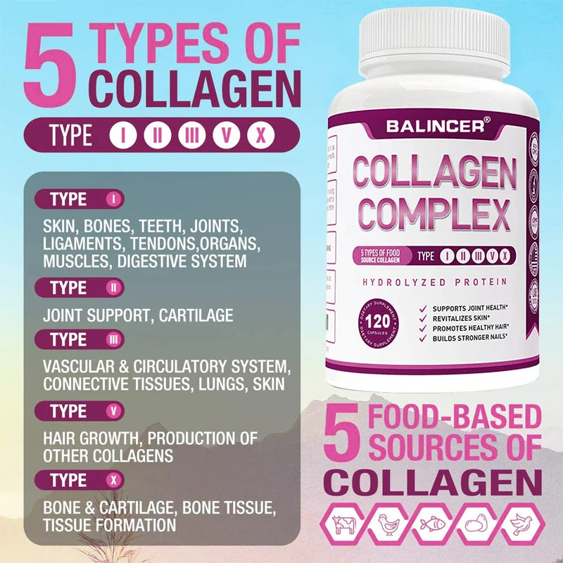 Hydrolyzed Collagen Peptides + Protein
Supports Hair, Skin, Nails, Joints & Bones - Contains Type 5, I, II, III, V, X - Non-GMO