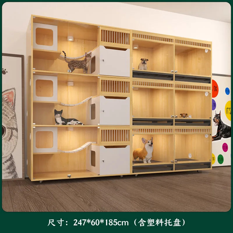 Pet Cabinet Customized Pet Dog Foster Cage Solid Wood Cage Display Cabinet Pet Store Care
