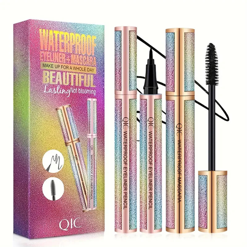 4D Mascara & Liquid Eyeliner Kit,Waterproof,Sweat-Proof,
Smudge-Proof, Long Lasting, Quick Drying Perfect Eyes Makeup Set Gifts