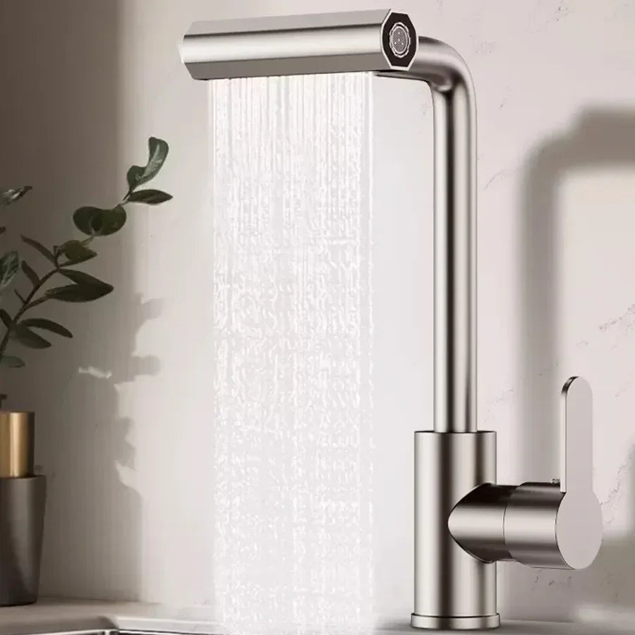 4 Modes Waterfall Kitchen Faucet Universal 360°Rotating Swing Arm
Stainless Steel Hot Cold Single Hole Deck Mounted Sink Tap