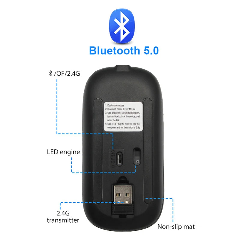 Wireless Bluetooth Mouse
Rechargeable Mice Wireless Computer Mouse
LED Backlit Ergonomic Gaming Mouse for Laptop PC 3600DPI