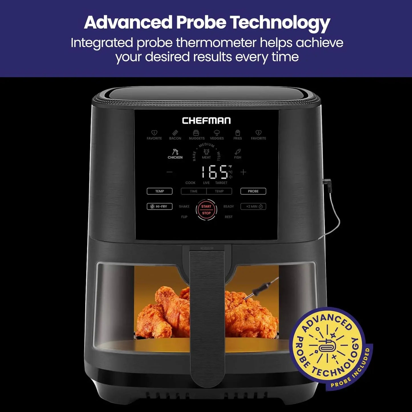5-Quart Digital Air Fryer, 8 Customizable Cooking Presets, Large Easy-View Window,