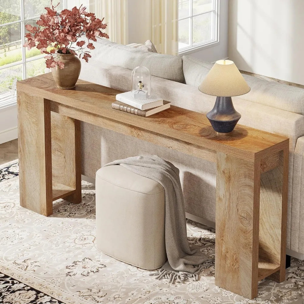 Extra Long Console Table,
Farmhouse Wood Sofa Table Behind Couch,
Narrow Entryway Accent Table for Living Room