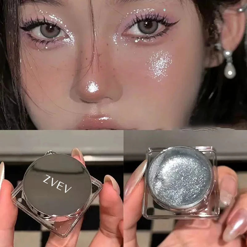 Glitter Punk Smoky Black Eyeshadow Gel Makeup Palette Metallic Dark Silver
Wet Eyes Shadow Highlighter Pearl Pigments Cosmetics