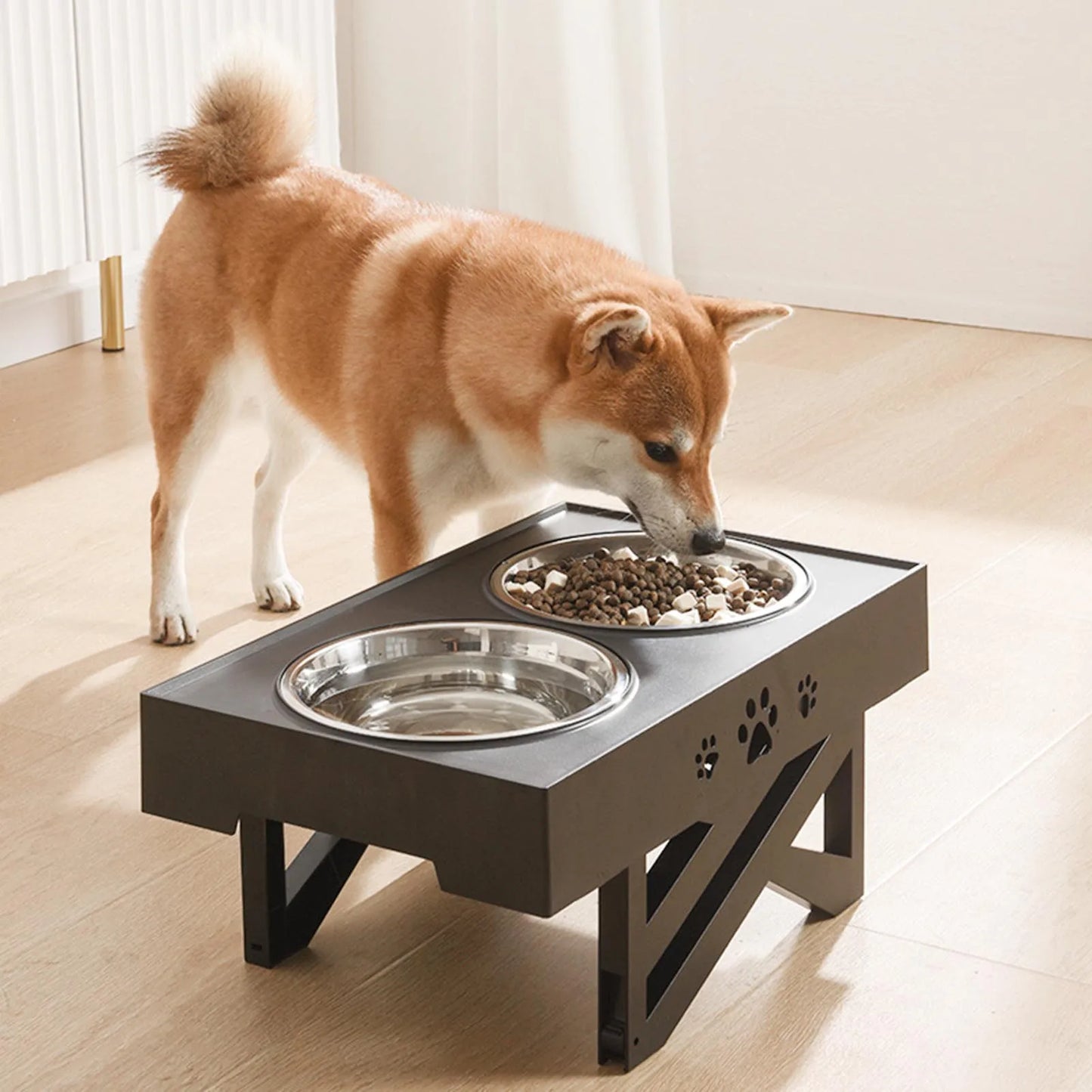Stainless Steel Elevated Dog Bowl Non-Slip and No Spill Design Bowl