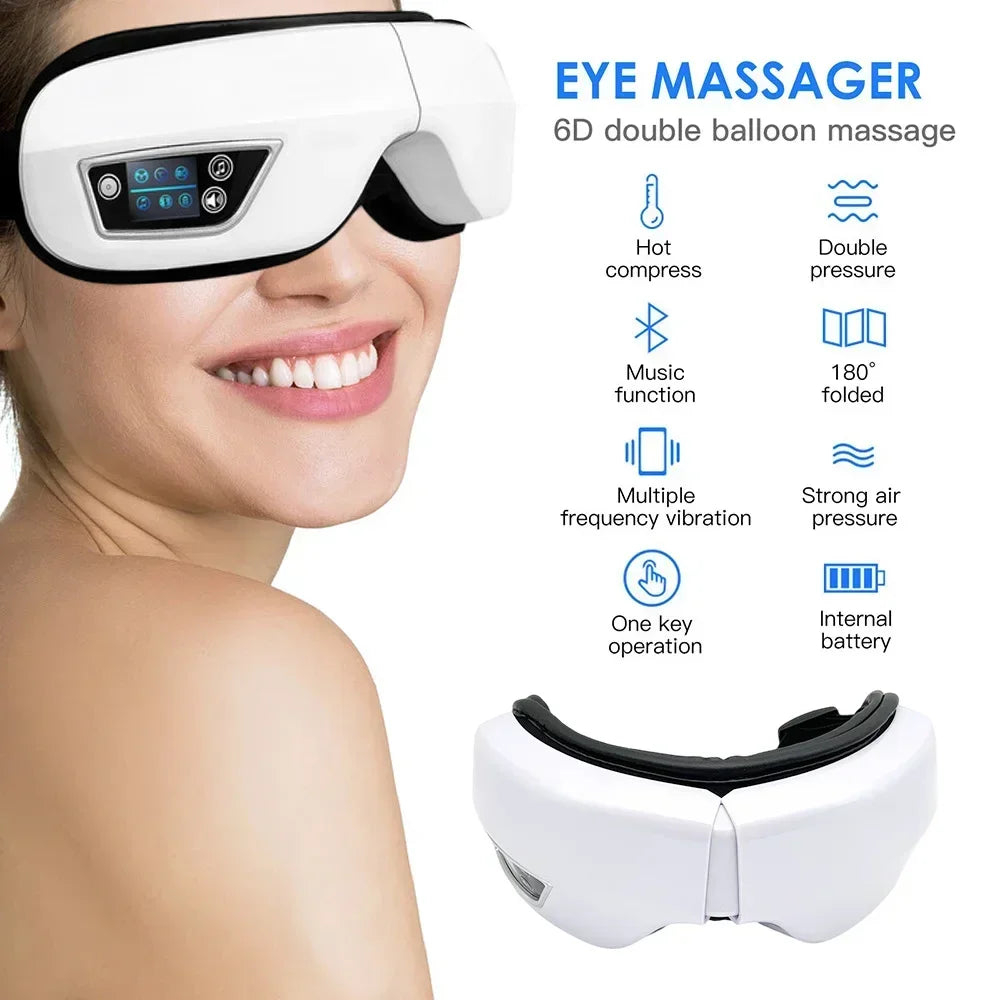 6D Eye Massage Instrument Smart Airbag Vibration Eye Care
Hot Compress Bluetooth Eye Massager Glasses Fatigue Pouch & Wrinkle