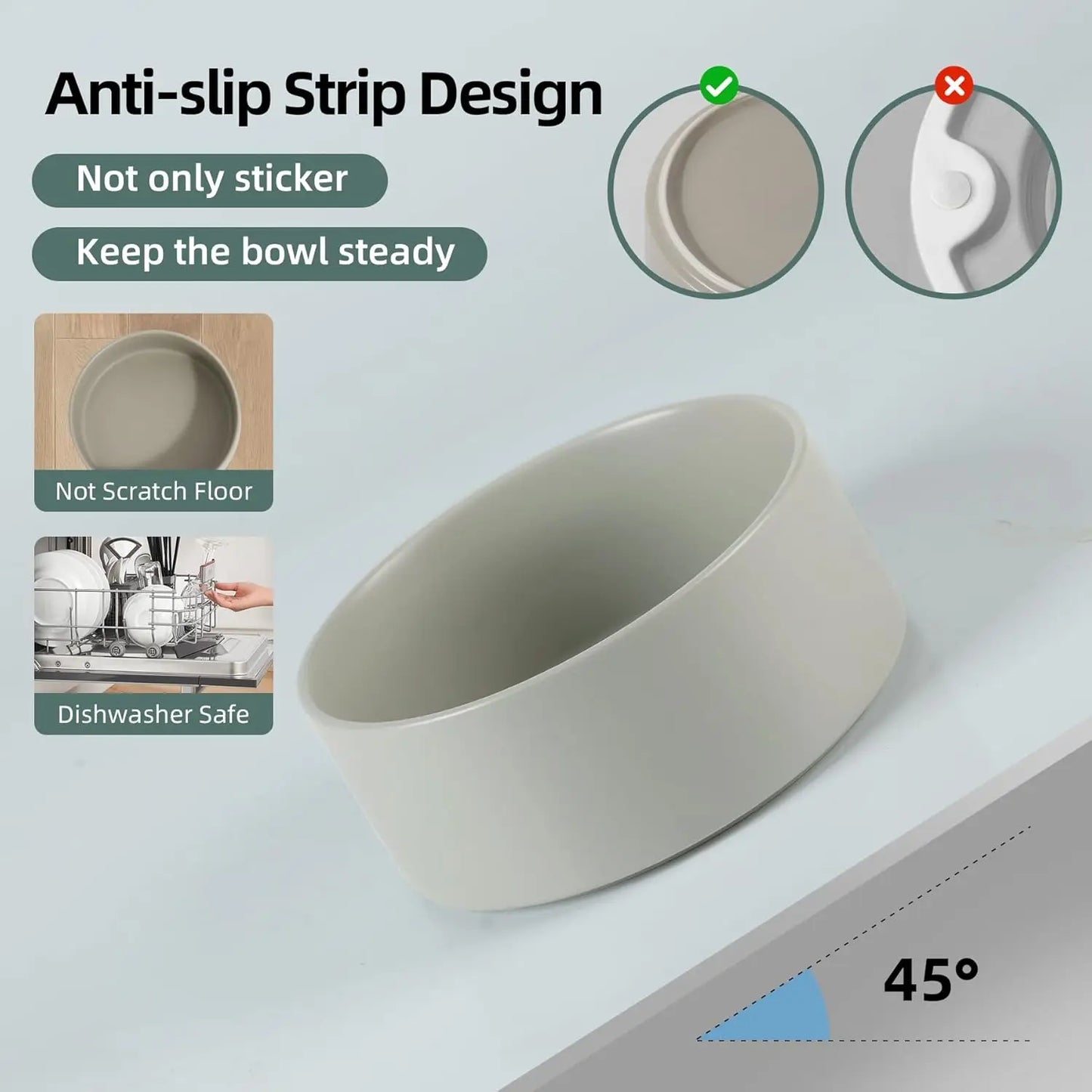Ceramic Adjustable Raised Double Bowls Set with Stand, 2 Heights Elevated, Food & Water Bowls for Small Breed Dogs