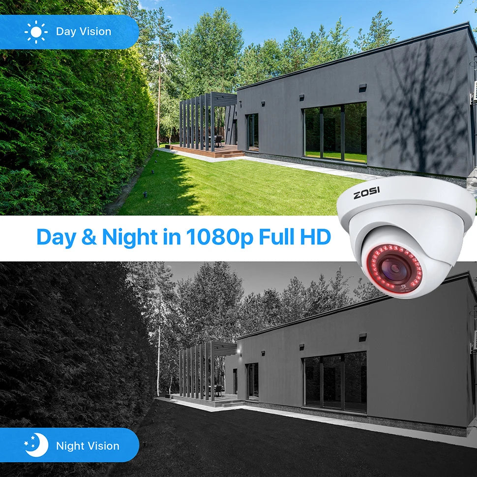 4Pack 2.0MP HD 1080P Security Cameras Kit Indoor Outdoor Home CCTV Dome Surveillance Camera for HD-TVI Analog DVR System