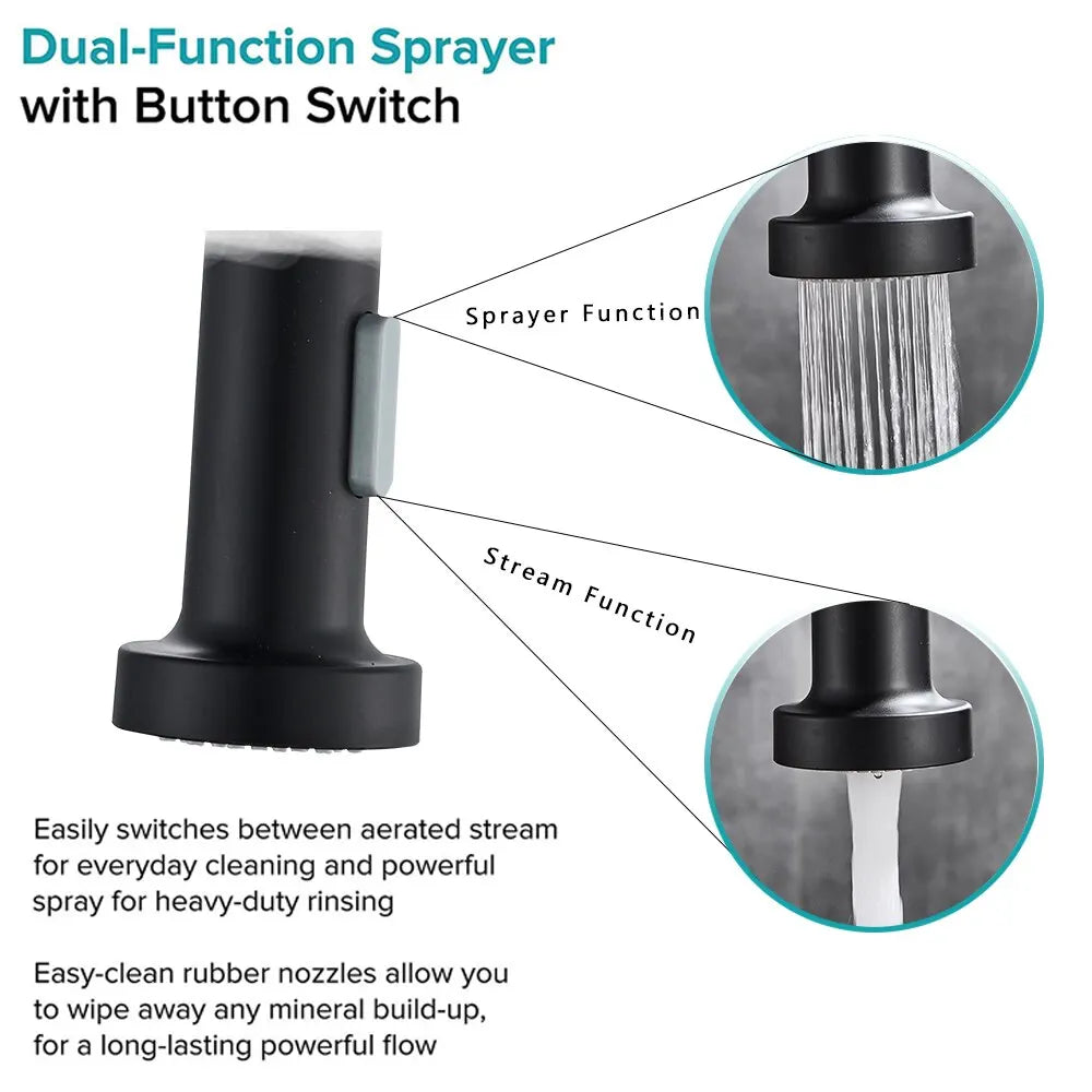 Matte Black Pull Down Kitchen Faucet Chrome Dual Modes Nozzle Hot Cold
Water Mixer Crane Tap Brass Spring Kitchen Sink Faucets
