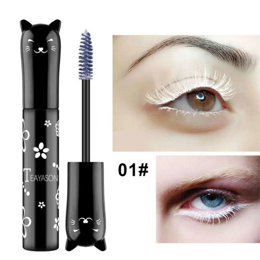 6-Colorful Mascara with Large Brush Head, Easy to Color,
Non-Clumping, Non-Fading Mascara, White Purple, Sapphire Blue, Silver Coffee