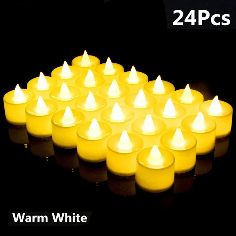 12/24/48Pcs Flameless LED Candles Lights Battery Powered