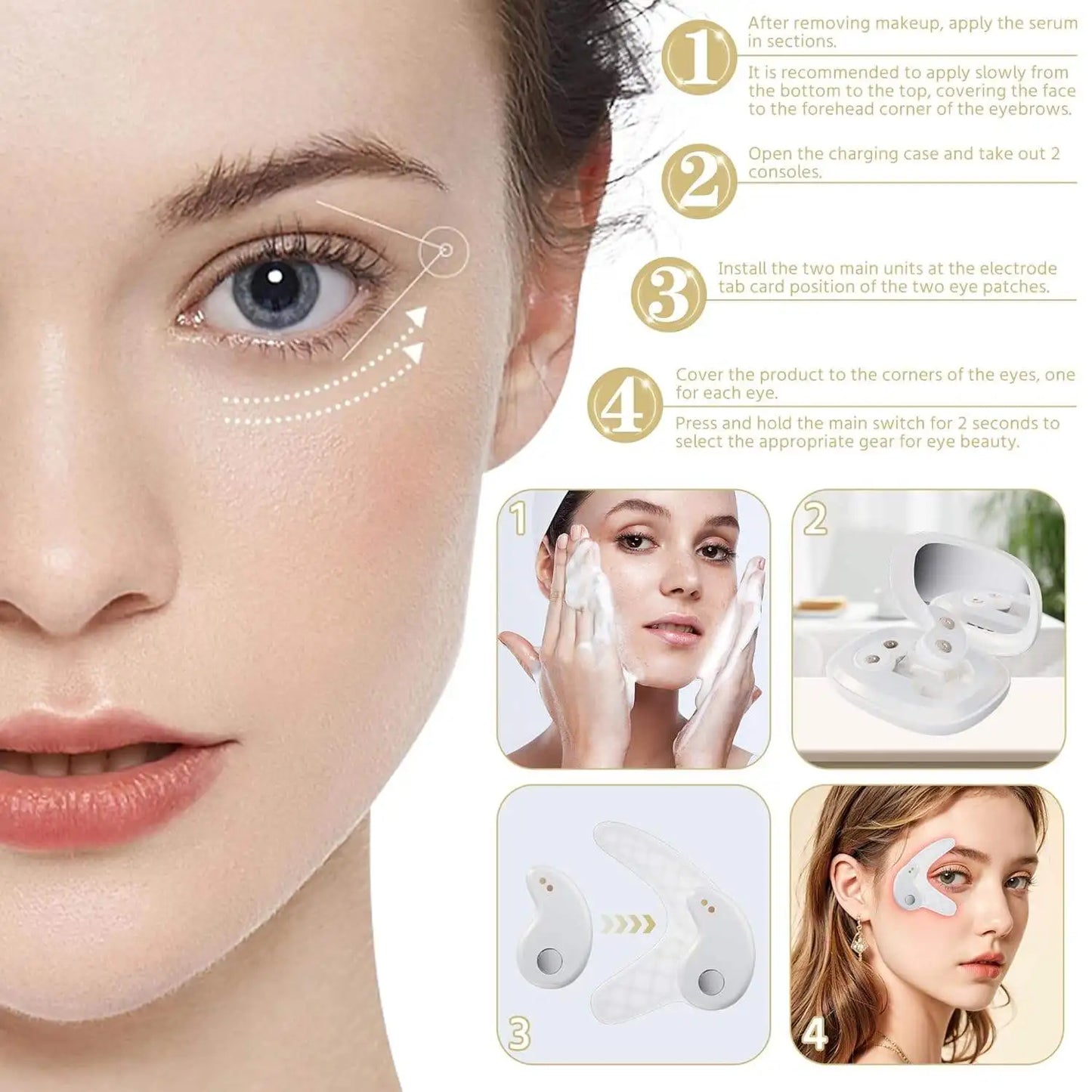 Ems Micro Current Mini Eye Beauty Device Red Light Therapy Under Eye Massager