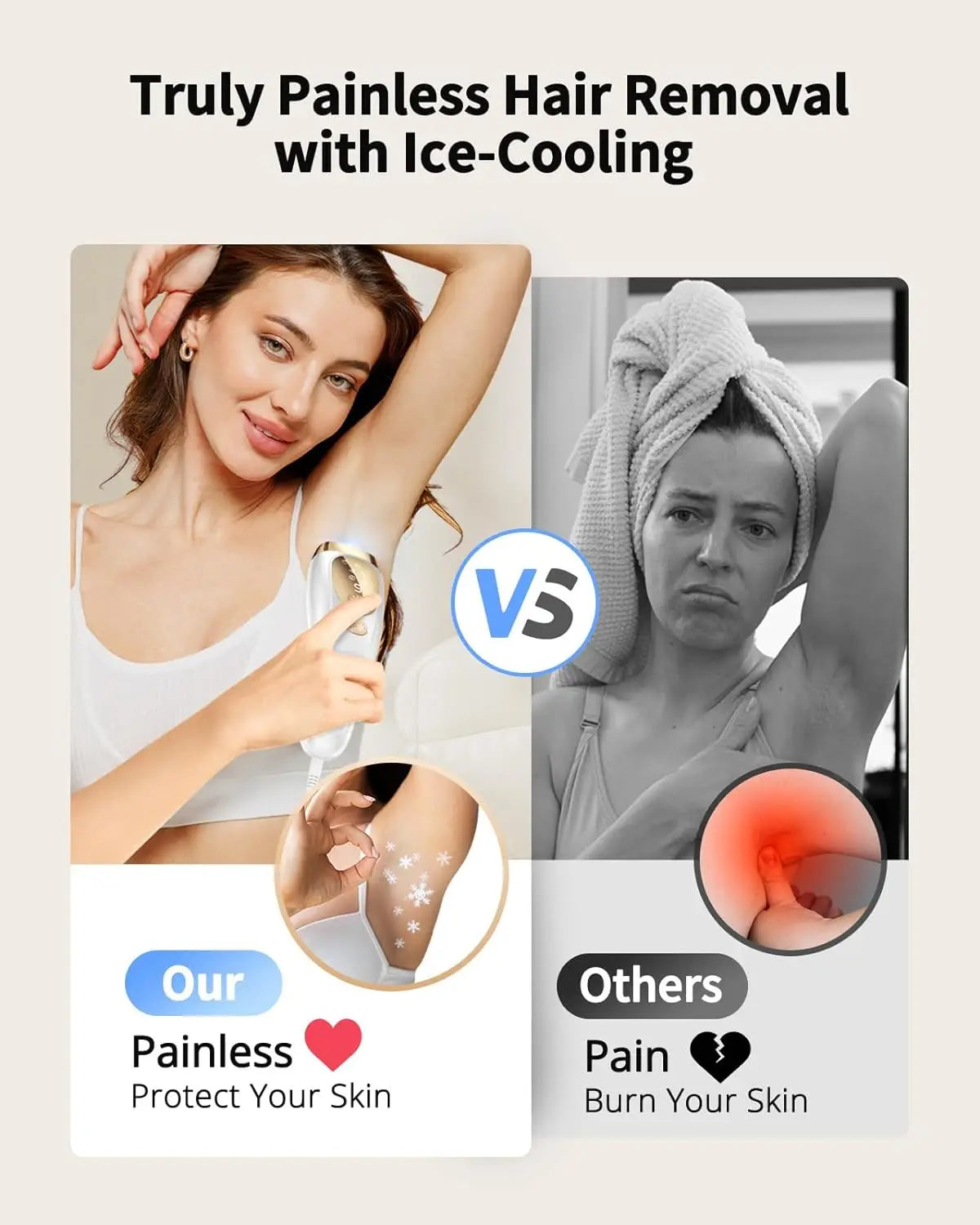 Laser Hair Removal with Ice Cooling Care Function for Women Men Hair Remover for anywhere on the body