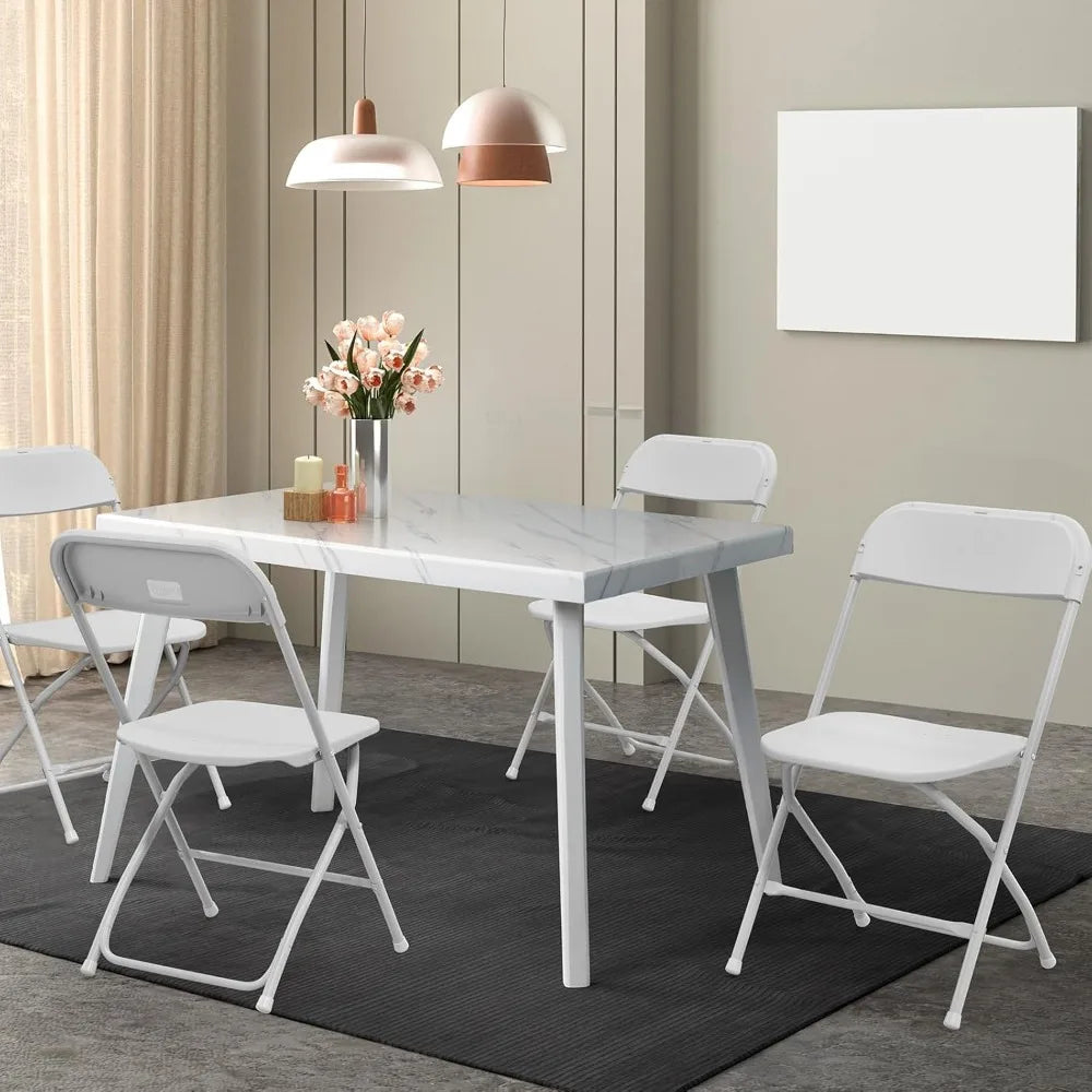 10 Pack White Plastic Folding Chair,
Indoor Outdoor Portable Stackable Commercial Seat Steel Frame 350lb. Capacity