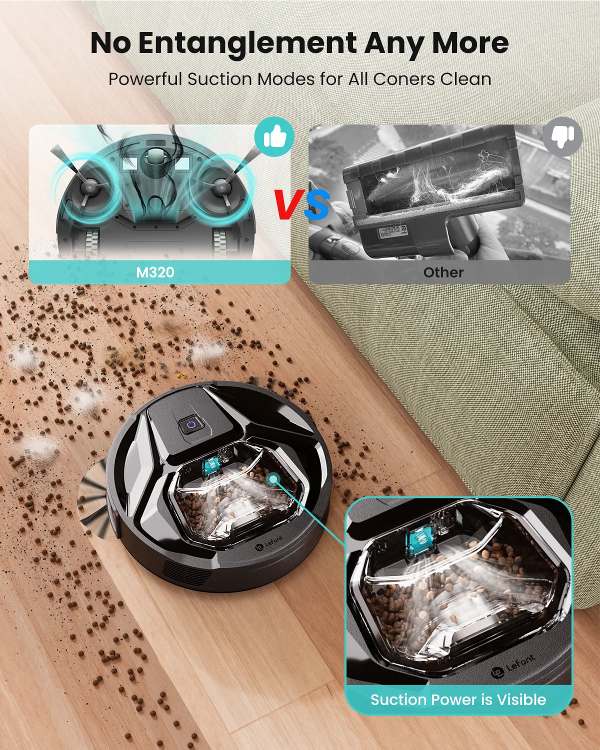 Robot Vacuum Cleaner, 210 Minutes, Visible Dustbin, Ideal for Pet Hair