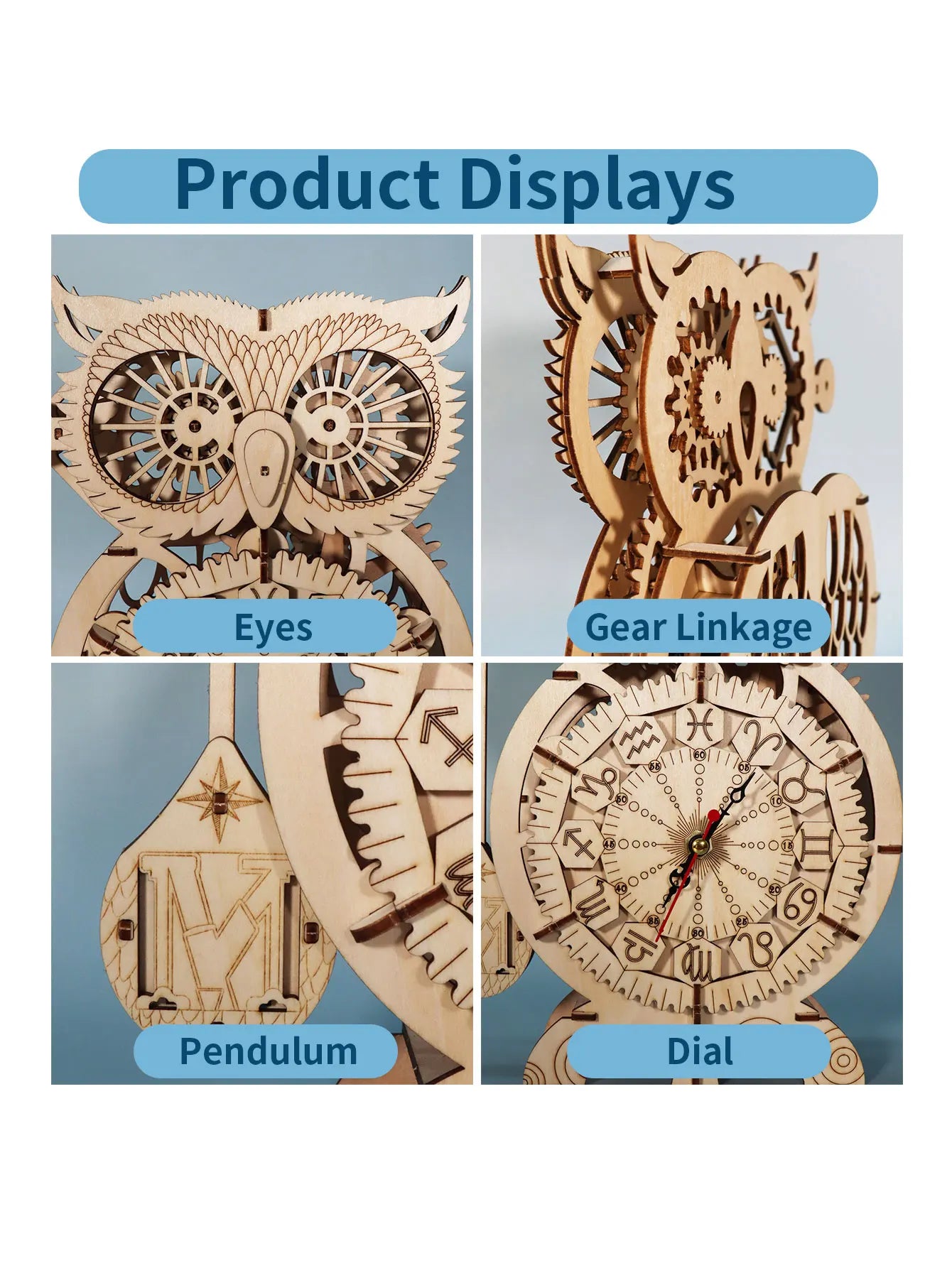 3D Wooden Puzzle Owl Clock Model Kit