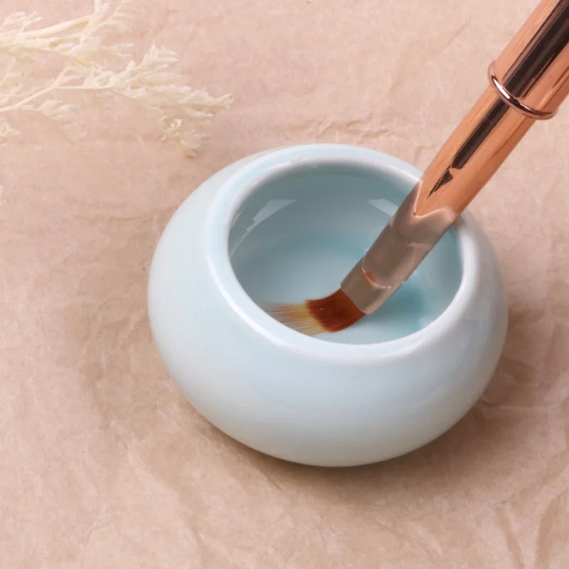 1PCS Japanese Style Nails Bowl With Lid Nail Art Acrylic Liquid Powder Beauty Disinfection Ceramics Manicure For Nails Salon