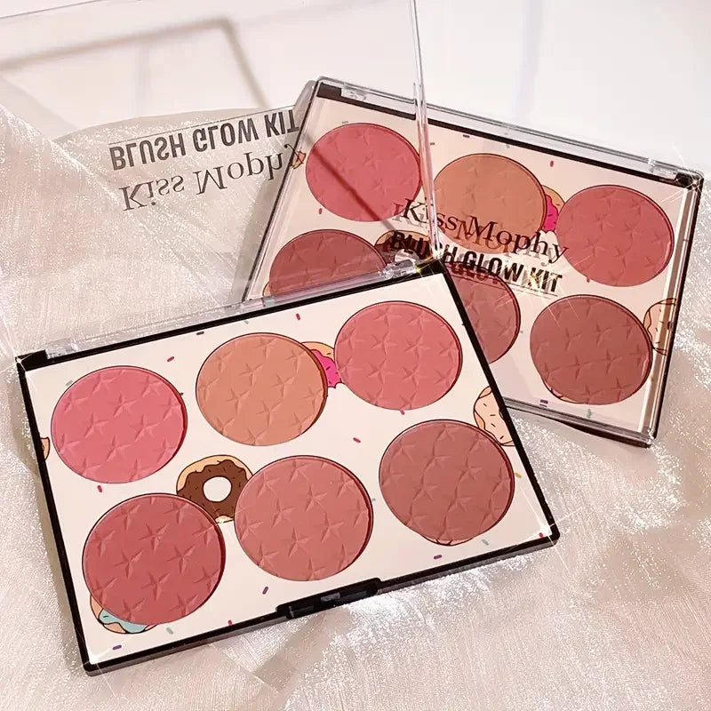 6-color blush palette, matte, waterproof, natural, long-lasting,
high-pigment brightening cute star print blush