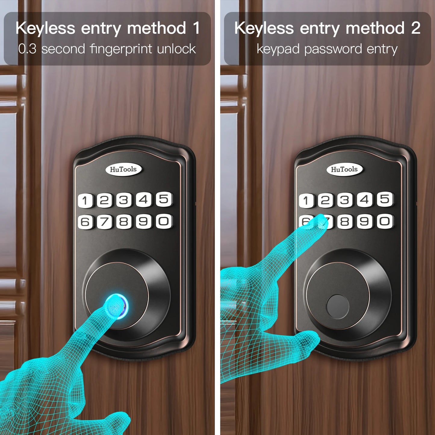 Easy To Install Black/silver Smart Fingerprint Key Lock Fingerprint Password Lock Suitable(No handle)