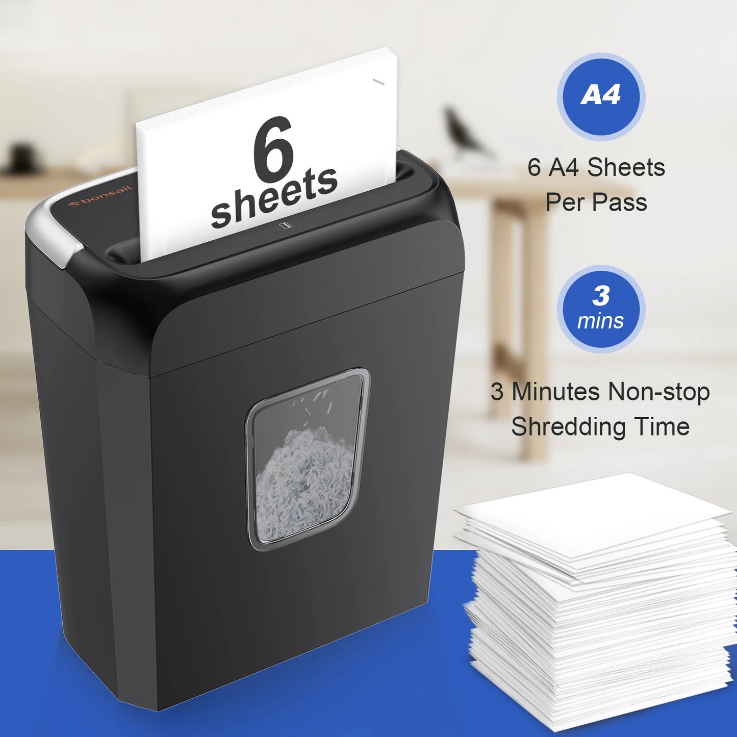 Cross Cut Paper Shredder Home Office Use
Handle for Document,Mail,Staple,Clip-3.4 Gal Wastebasket