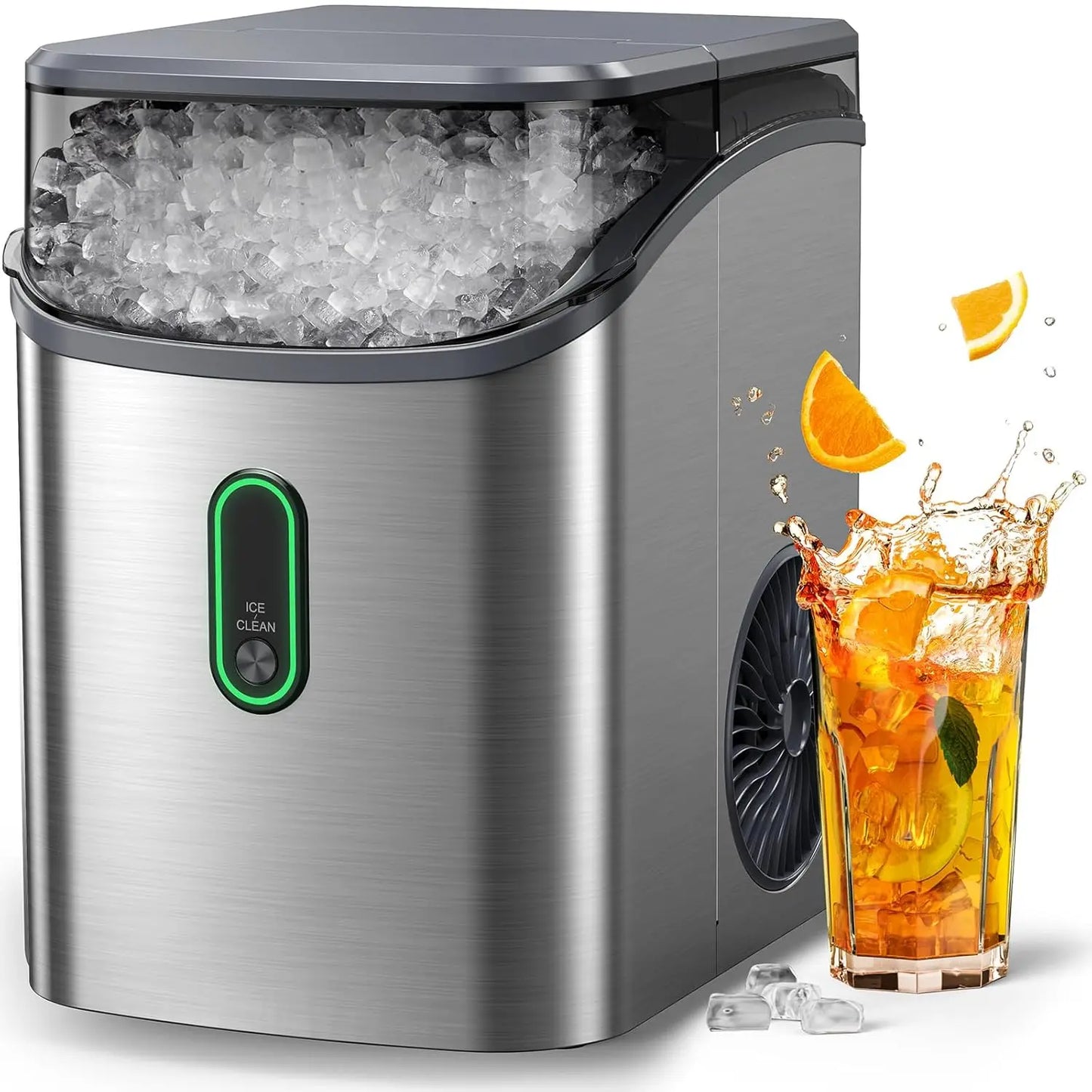 Ice Maker Countertop, Pebble Ice MakerOne-Click Operation with Self-Cleaning