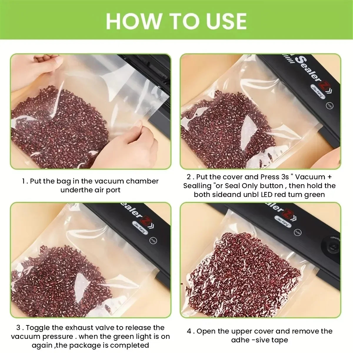 Electric Vacuum Sealers Food Sealer Machine Foods Fresh Storage Vacuum Sealer Machine
Plastic Bags Sealer For Storage Food