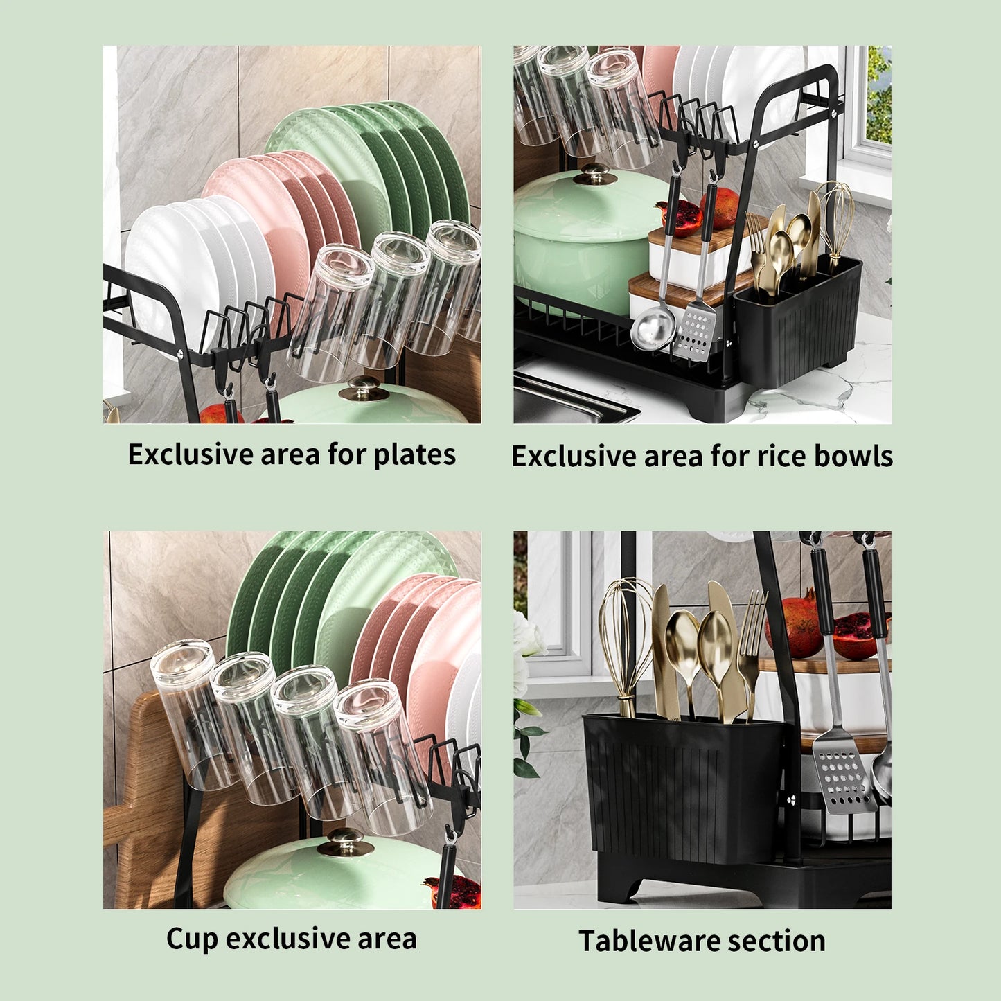 2 Tier Large Dish Drying Rack For Kitchen Counter