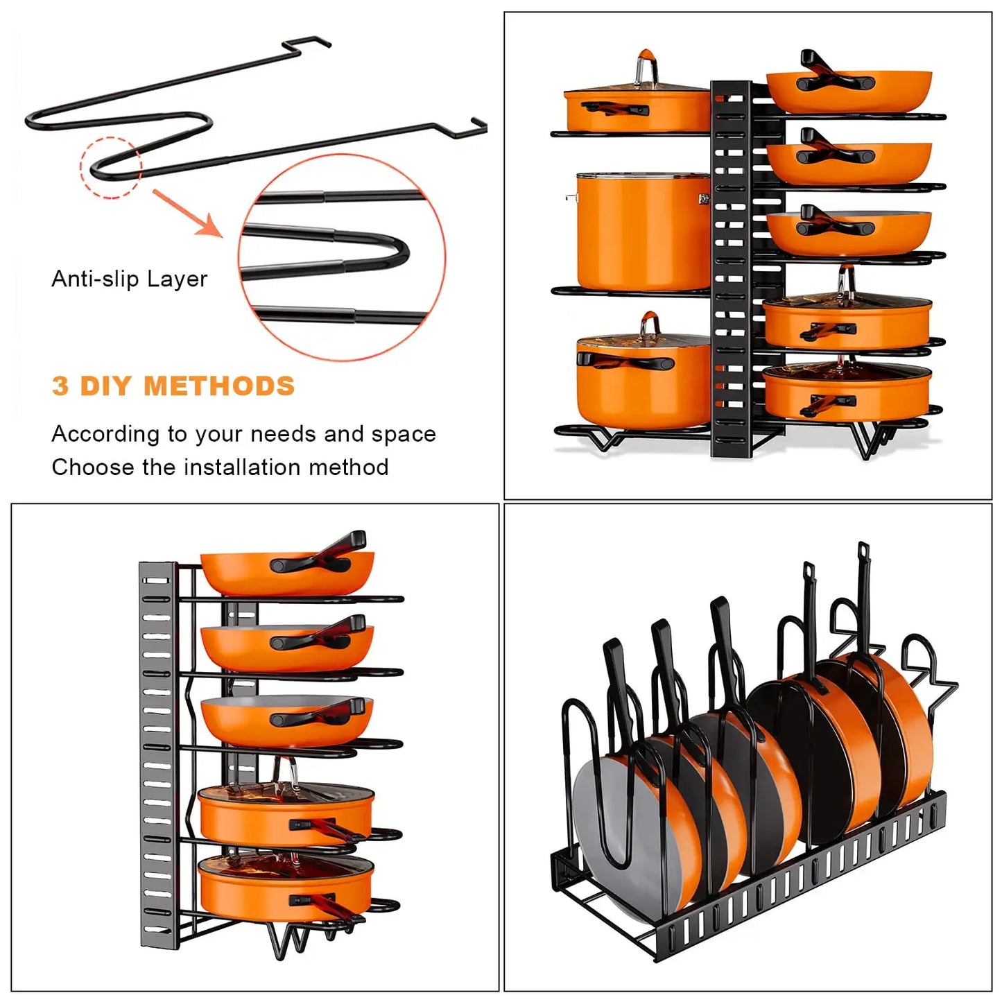 Pot Organizer Rack 8 Tiers Pots and Pans Organizer
Pot Lid Organizer for Kitchen Cabinet Cookware Organizers and Storage