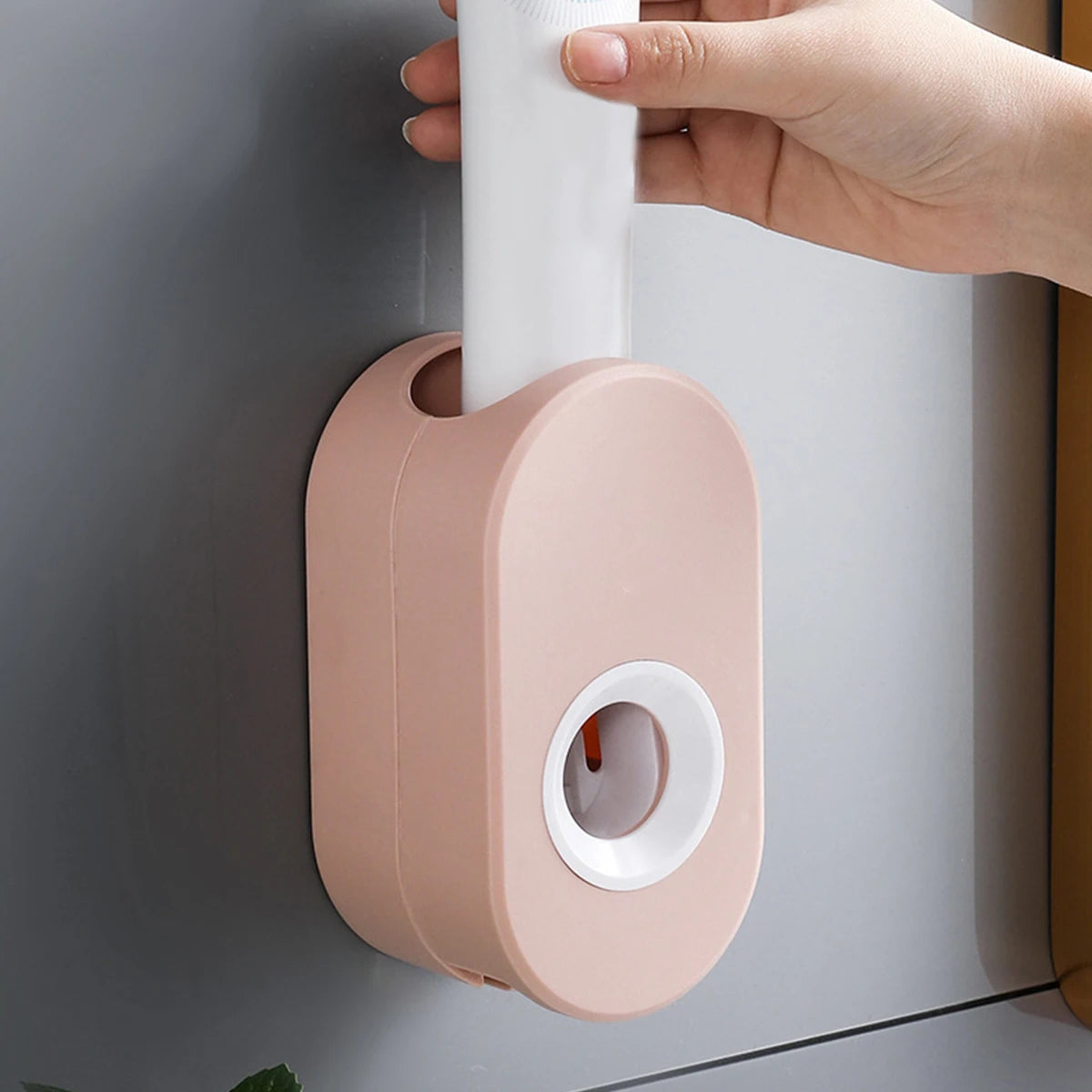 Automatic Toothpaste Dispenser Adhesive Toothpaste Holder with Toothpaste Organizer