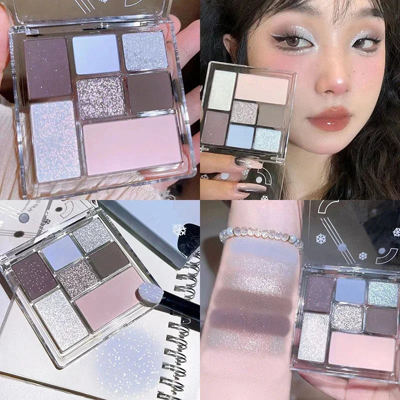 Cool Smoked Eyeshadow Palette Pink-black Hot Girl Glitter Pearly Shadow Eyes Korean Makeup Pallet Cosmetics